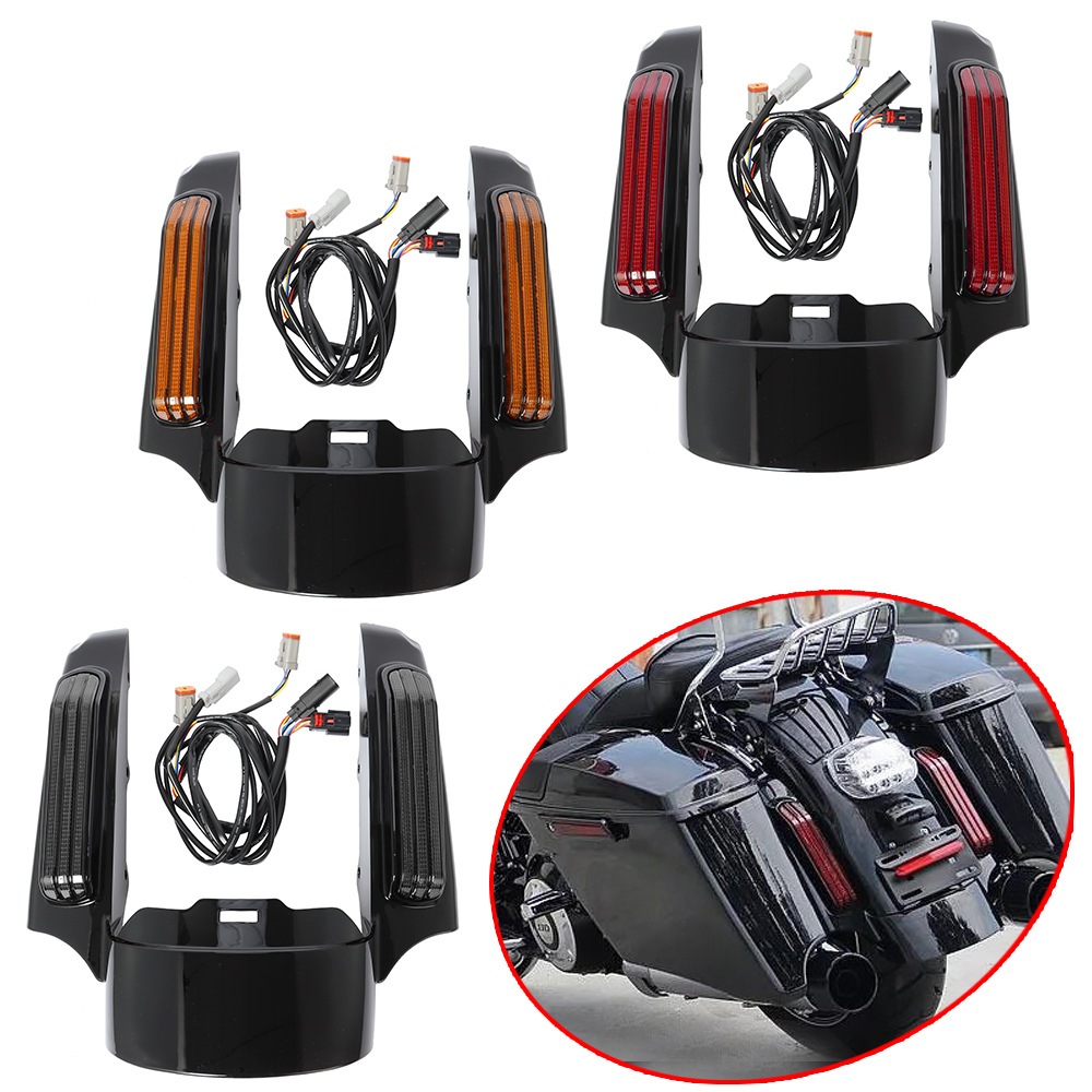 Motorcycle Rear Fender Extension Fascia With LED Light Smoke Lens For ...