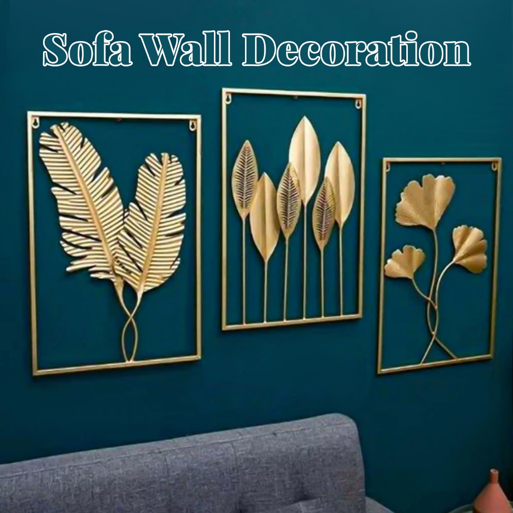 View of 40*60cm Metal Leaf Shaped Wall Hanging Decoration Background Wall ...
