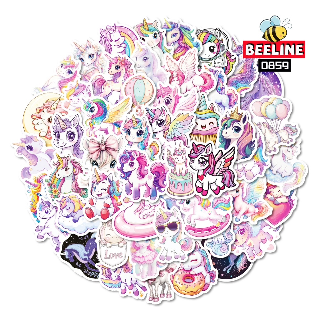 Beeline 50 Pcs Unicorn Stickers Rainbow Diy Decor Waterproof Graffiti ...