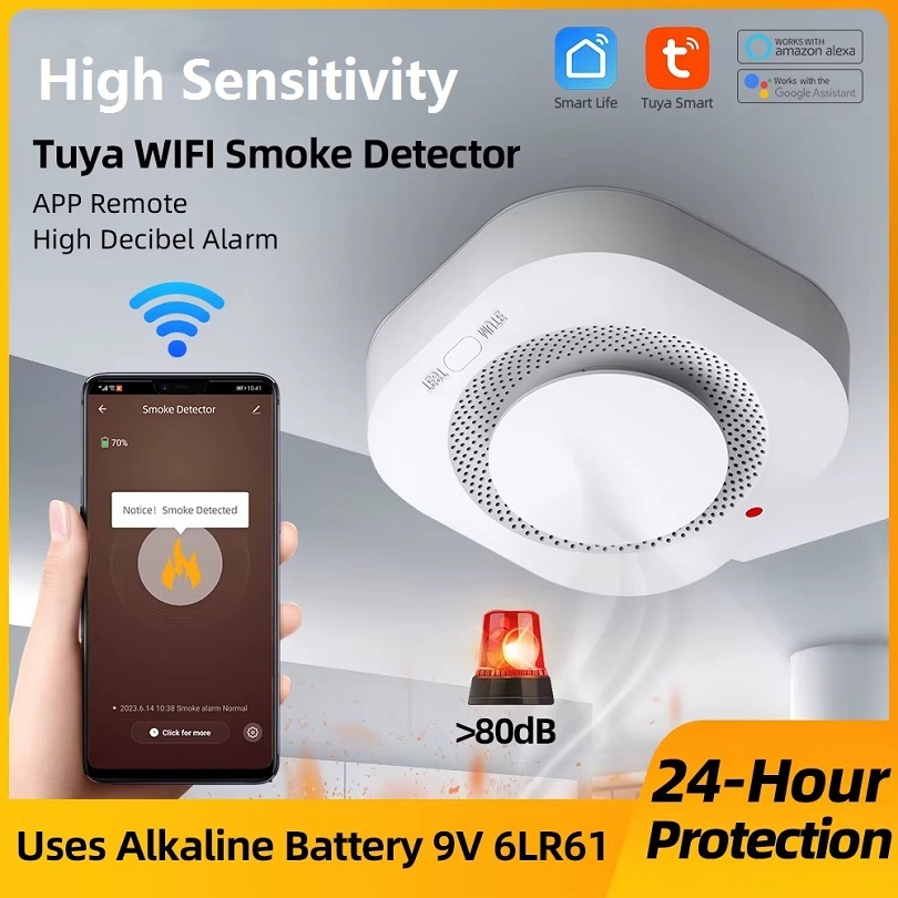 Tuya Smart Life Wifi Smoke Detector Sensor 80DB Alarm Fire Smart Smoke ...