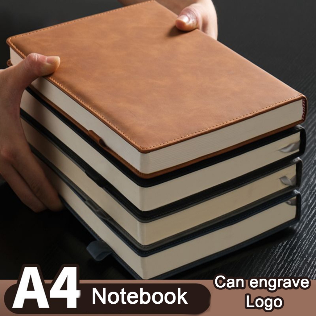 (Can Engrave Logo) A4/A5 extra large leather notepad, lined pages ...