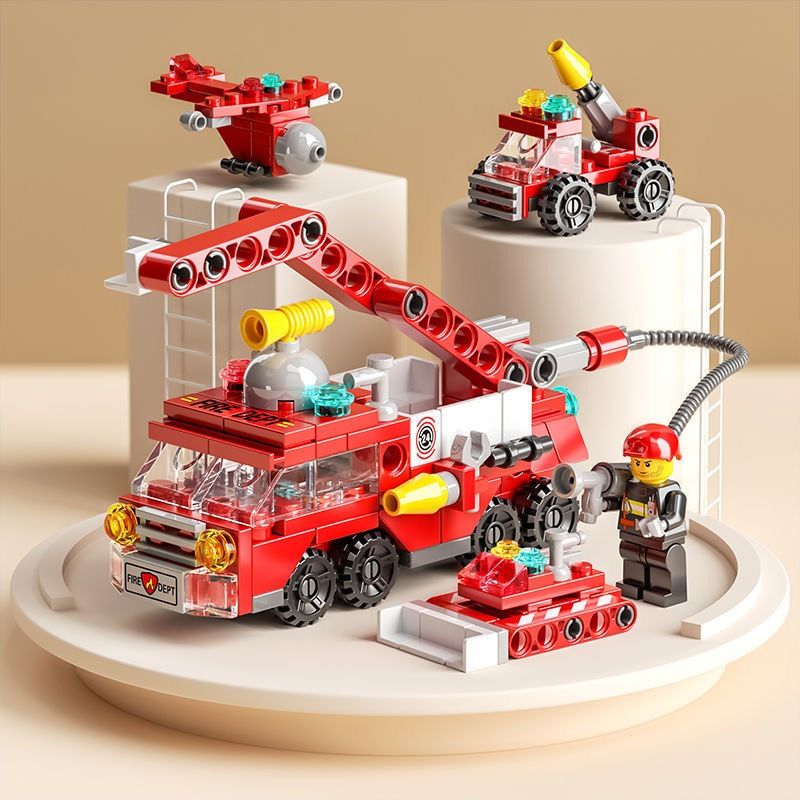 Lego Building Blocks City Series Fire Truck Police Car Excavator ...
