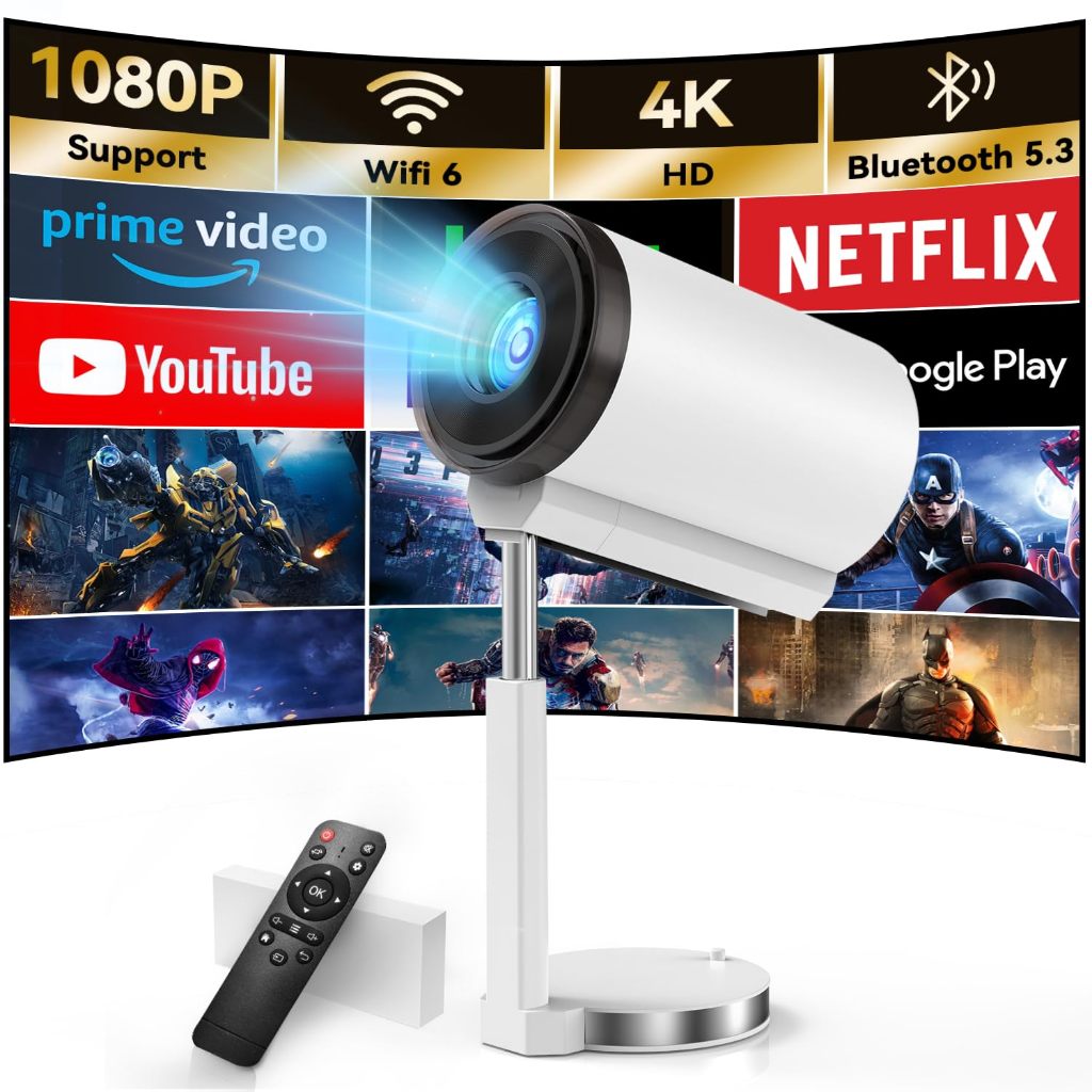 2025 Android 11 Smart Mini Projector 4K/1080P WiFi 6 BT5.2 Auto ...