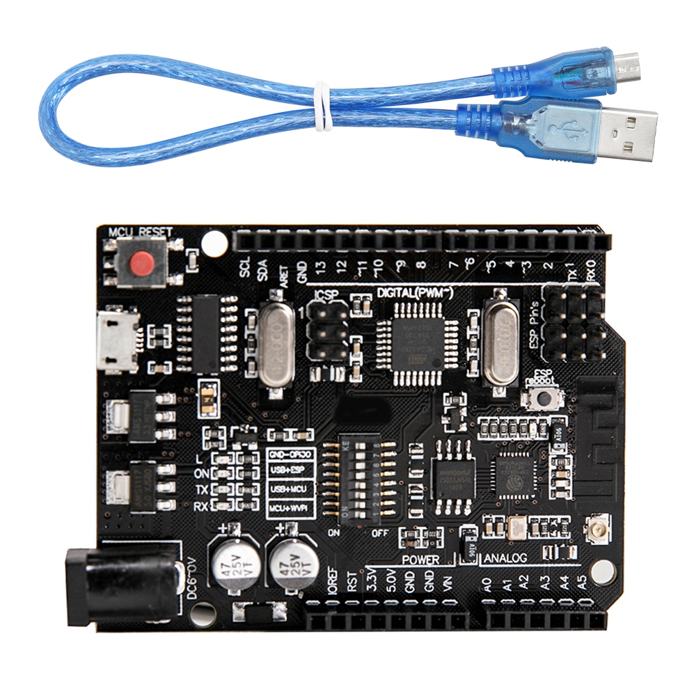 UNO+WiFi R3 ATmega328P+ESP8266 32Mb Memory USB-TTL CH340G Development ...