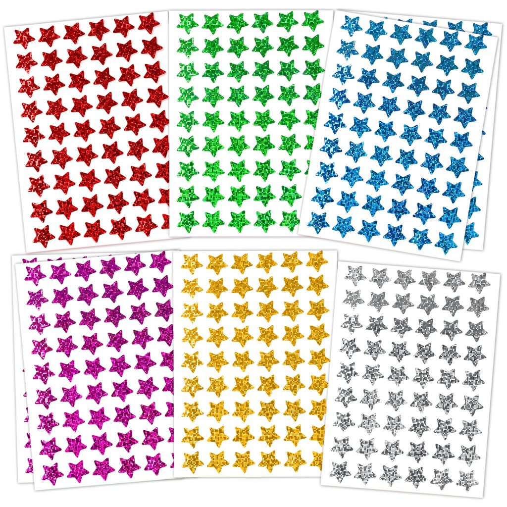1620 Pack, 6 Colors, Holographic Small Star Stickers for Kids Reward ...