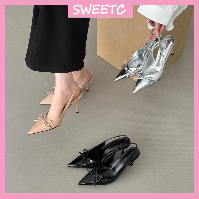 SWEETC Kasut raya perempuan Raya Heels Shoes for Women Fashion Pointed ...
