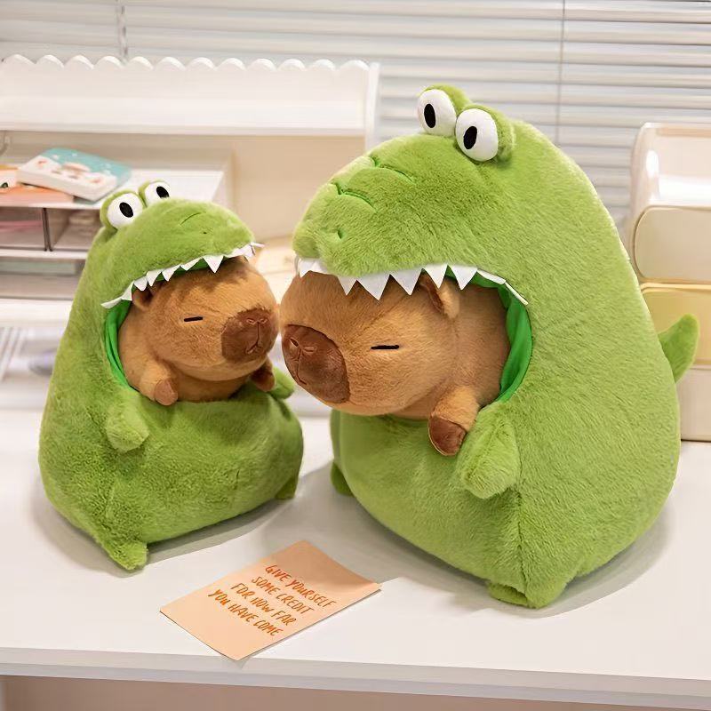 Capybara Riding Crocodile Plush Toy