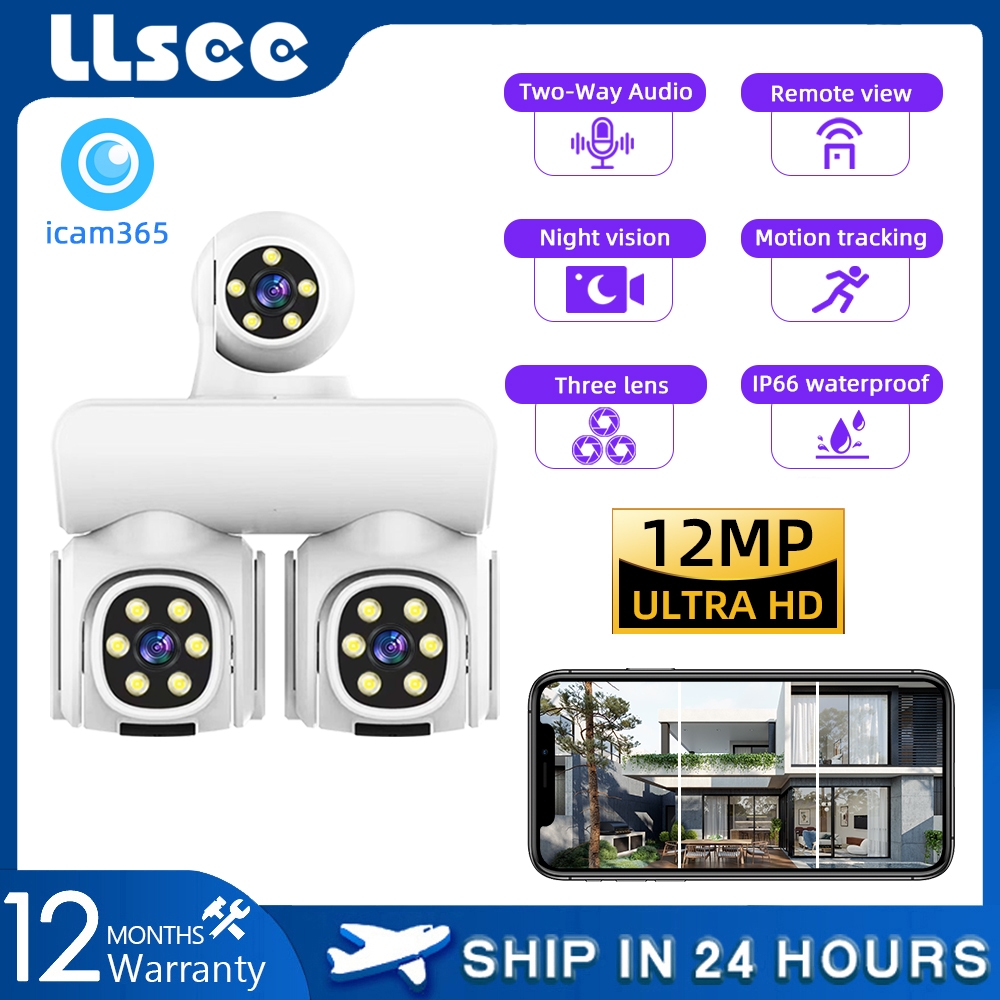 LLSEE 6K Three Lens PTZ Mobile Control Rotation Wireless Waterproof ...