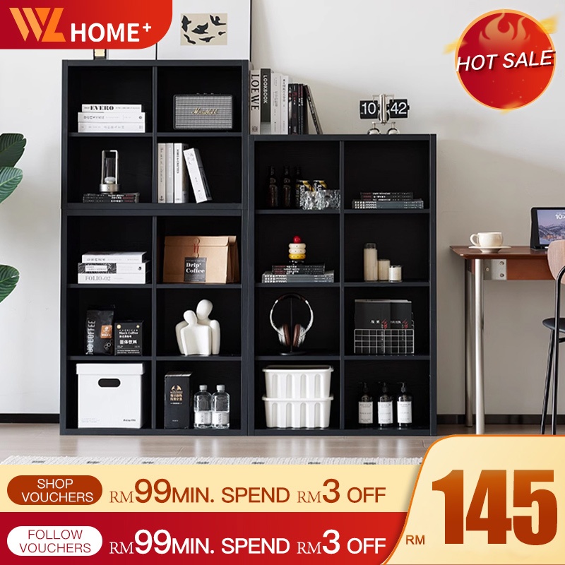 Book Shelf Black Divider Cabinet Display Cabinet Book Cabinet Rak Buku ...