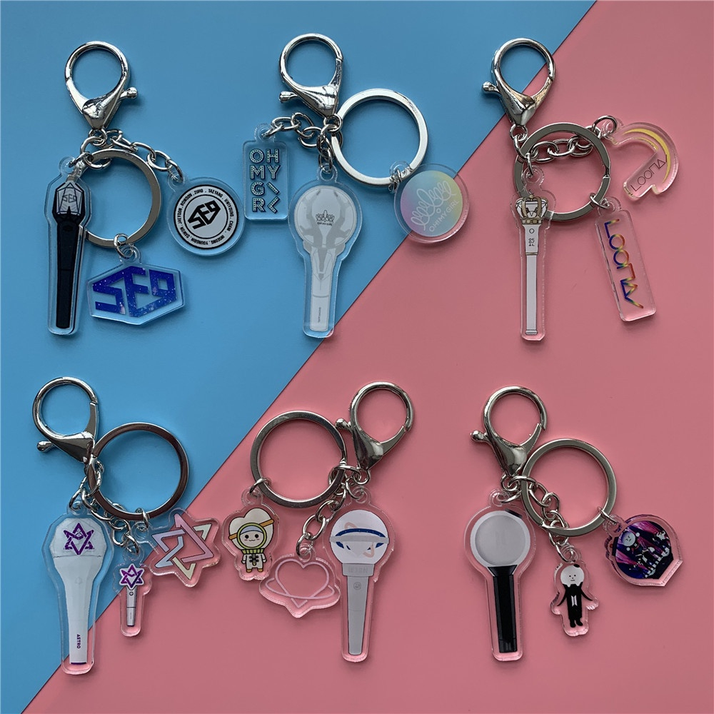 Kpop Acrylic BTS WJSN ASTRO SF9 LOONA Light Stick Pendant Keychain ...