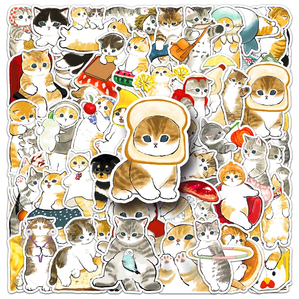 50pcs Cute Cartoon Cat Sticker Kawaii Cat Animal Graffiti Waterproof ...
