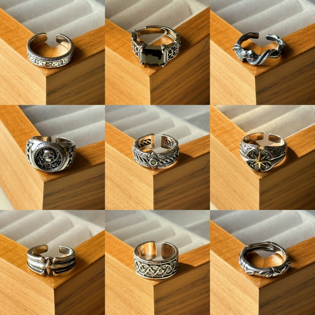 Love2Self MJZ3 Adjustable Punk Men Ring Hip-hop Men's Silver Skull ...