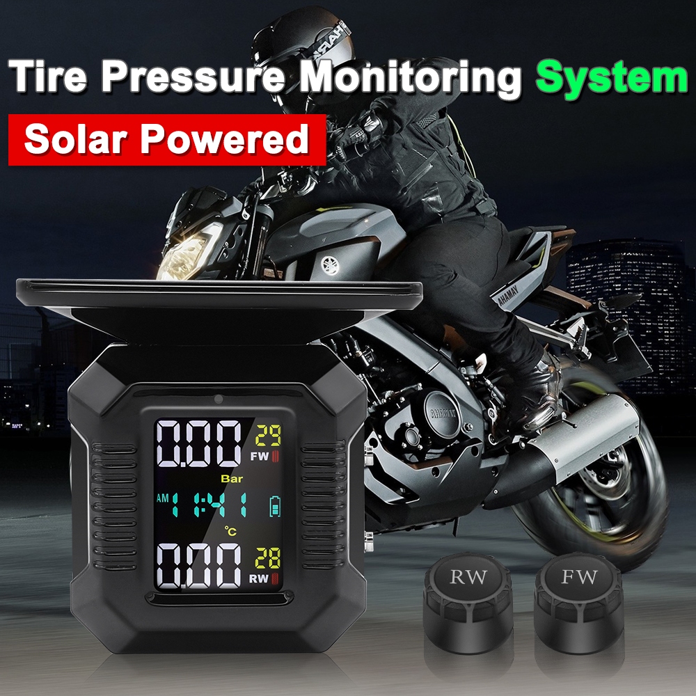 ⭐️Motorcycle Tire Pressure Monitoring System TPMS with 2 Tire Pressure ...