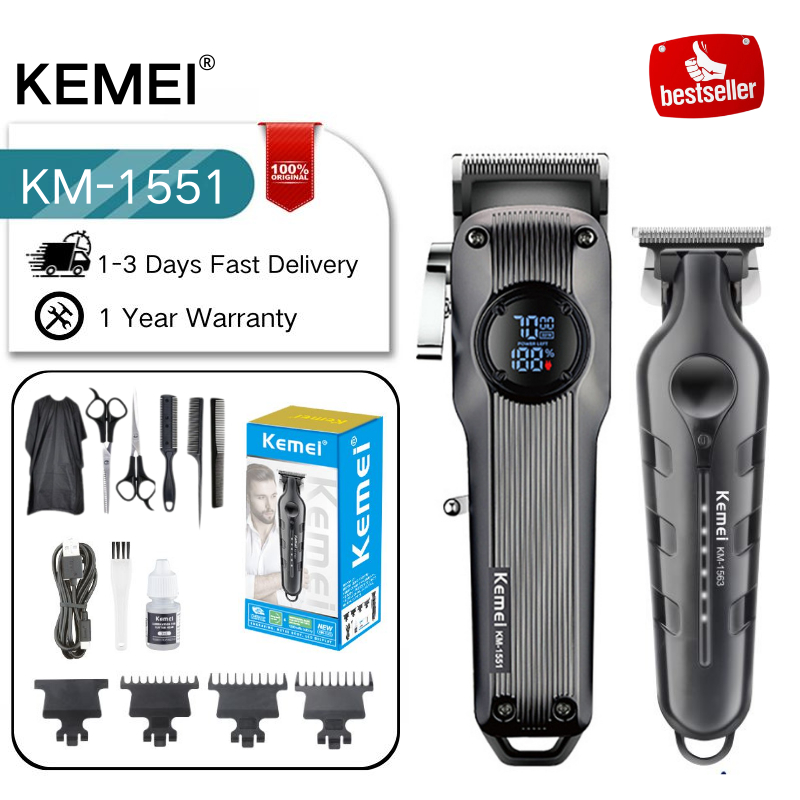 Kemei KM-1551 Hair Salon Professional Hair Clipper USB Rechargeable ...