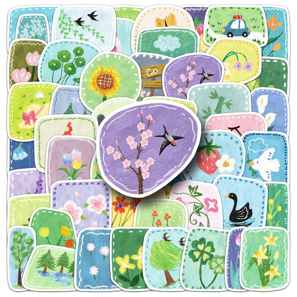 100Piece Ins Style Spring Oil Painting Flower Stickers For Phone Case ...