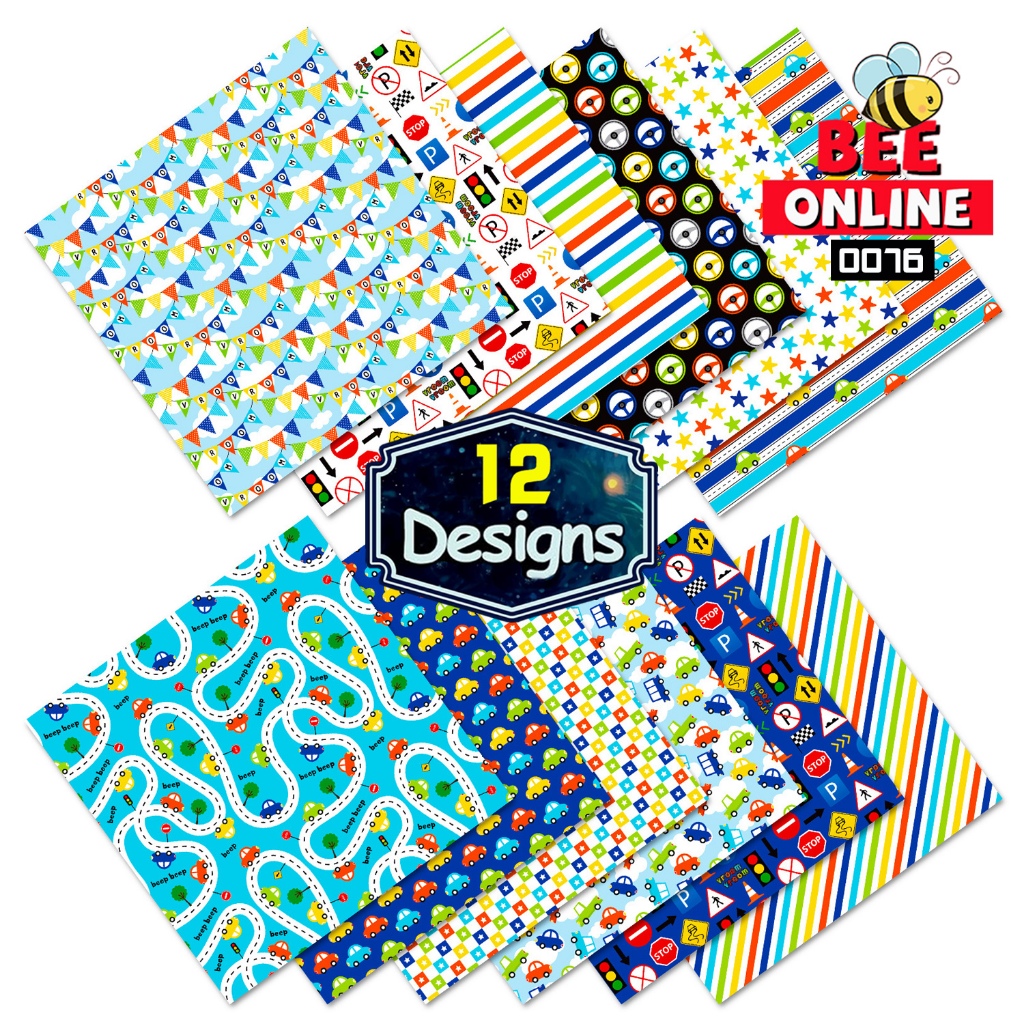 Cartoon Car Patterned paper 12Pcs Origami Paper Children's Day 15cm ...