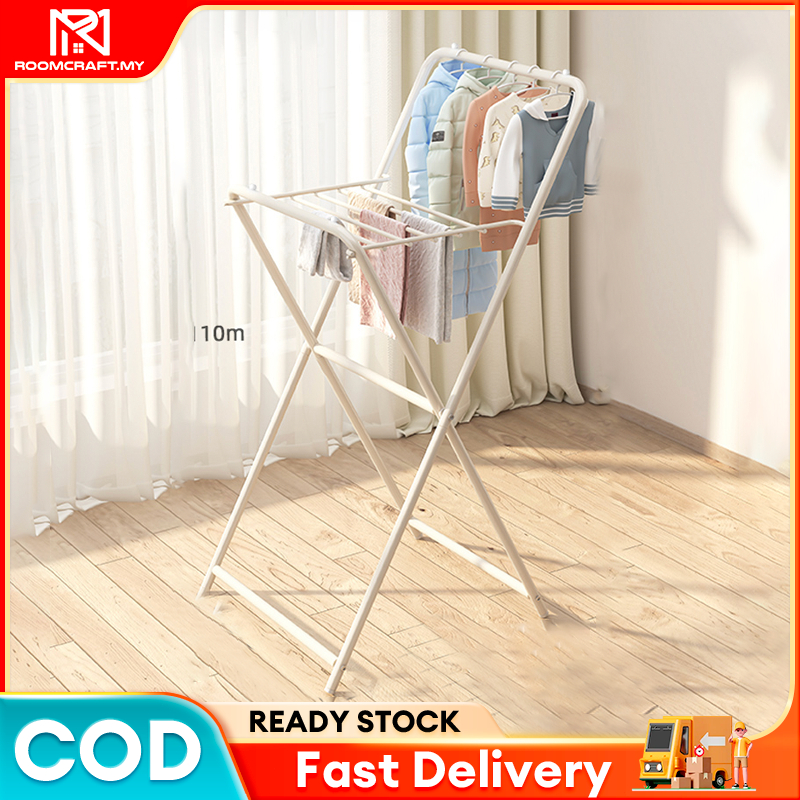 Home Drying Rack Iron Foldable Clothes Drying Rack Rak Jemuran Lipat ...