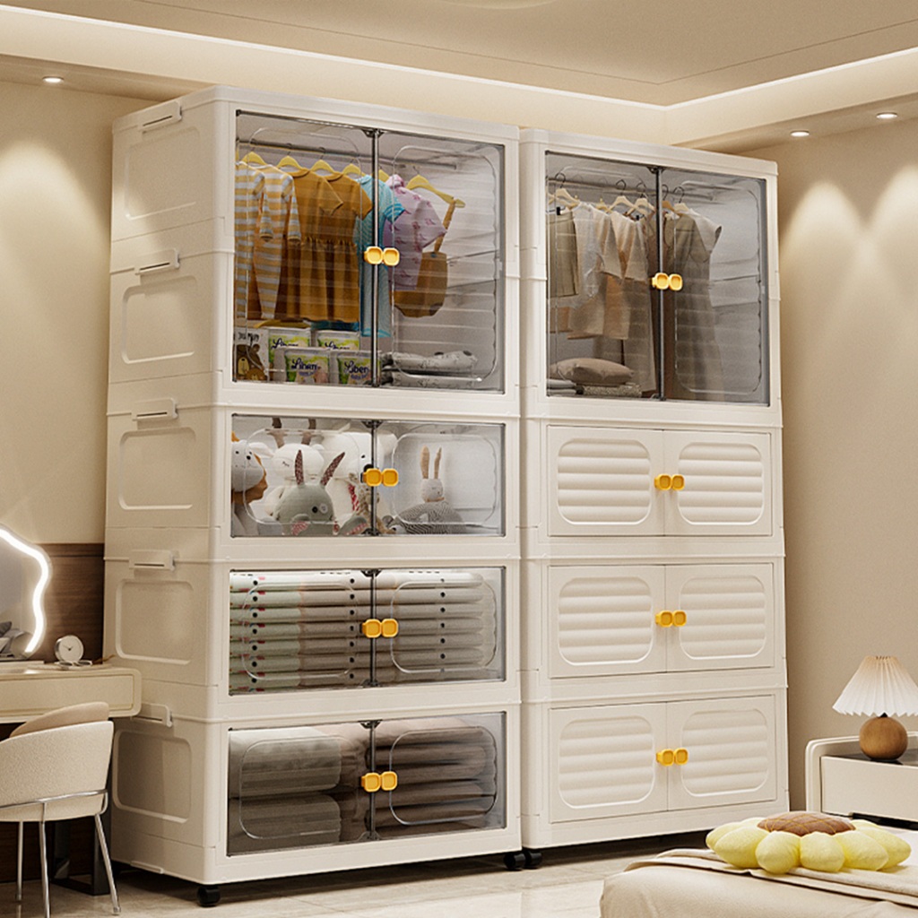 L60cm Multipurpose Folding Stackable Storage Cabinet With Pulley ...