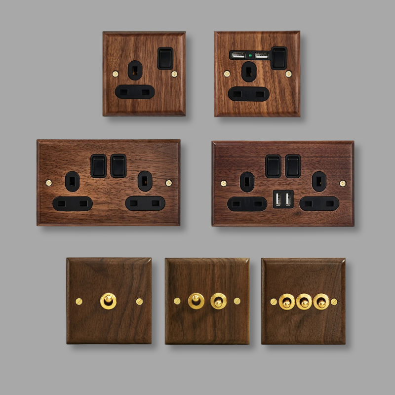 1/2/3/4gang1/2way Wood Switch European Vintage Passage Wall Light Solid ...
