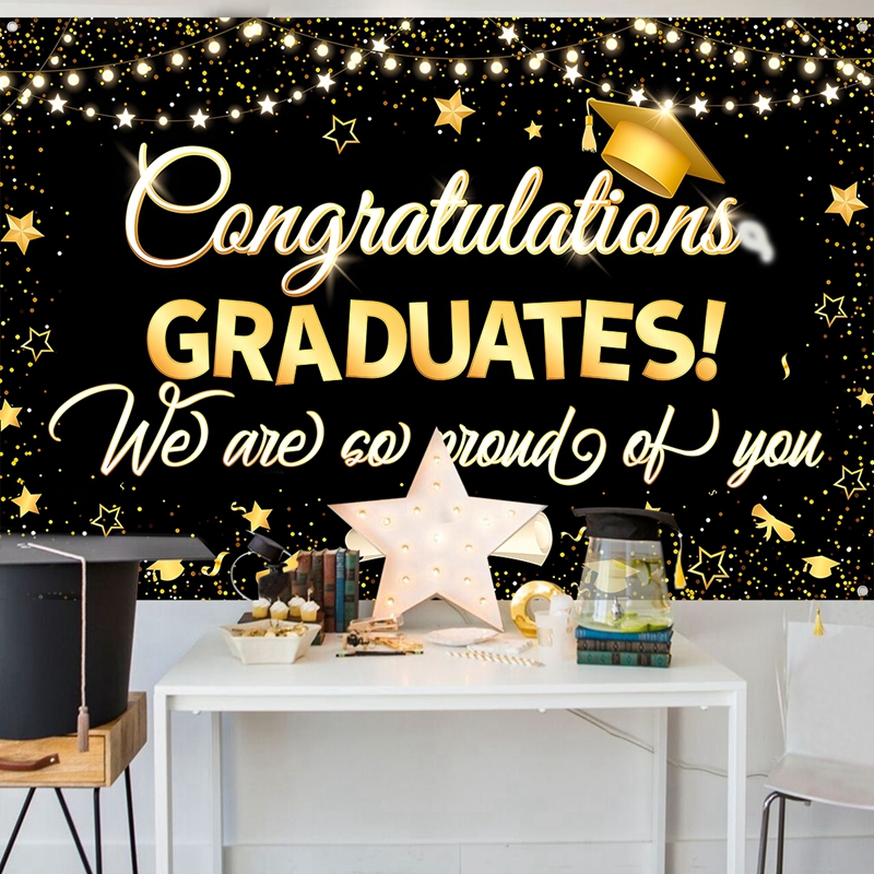 Black Gold Shiny Graduation Backdrop Photography Polyester ...