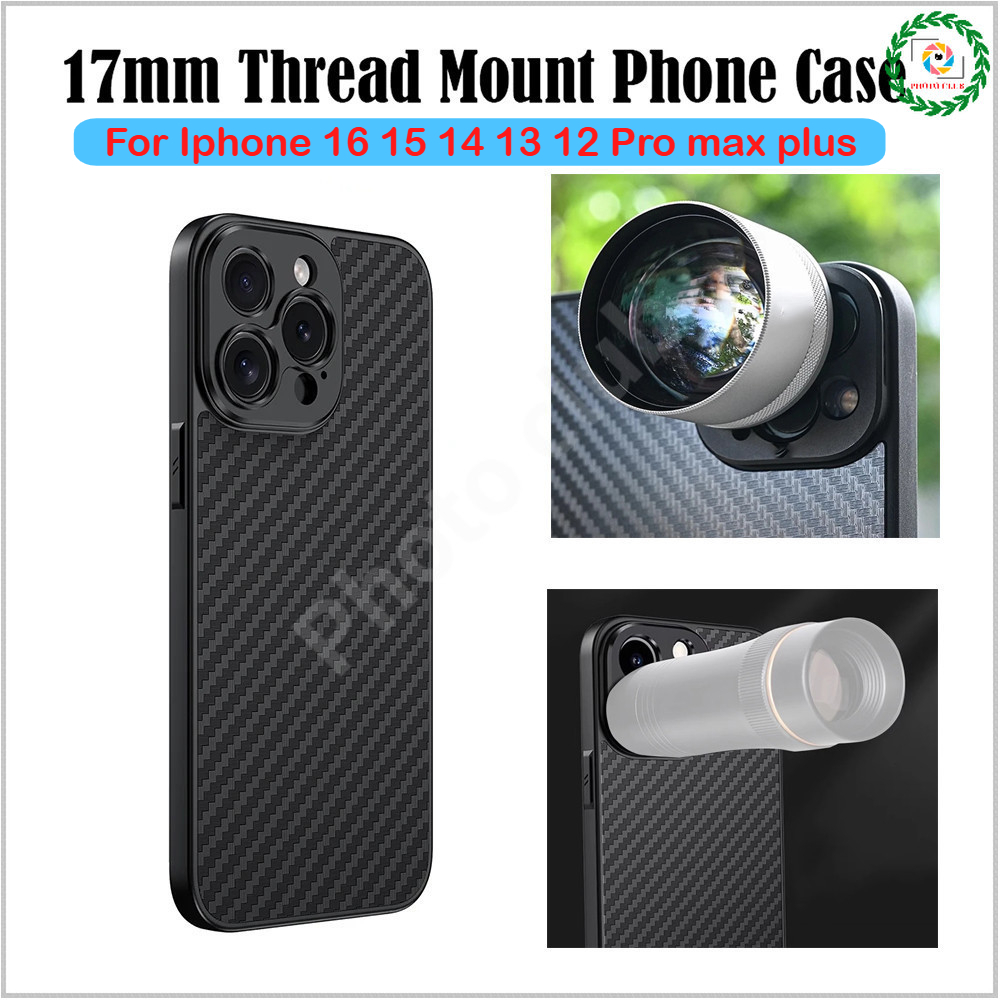 Carbon Fibre 17MM Thread Mount Phone Case for IPhone 16 15 14 13 12 Pro ...