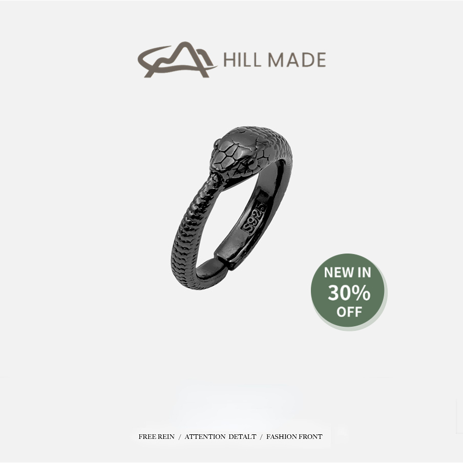 New Black Tailed Snake Ring for Men/Silver Dark Pioneer/Adjustable ...