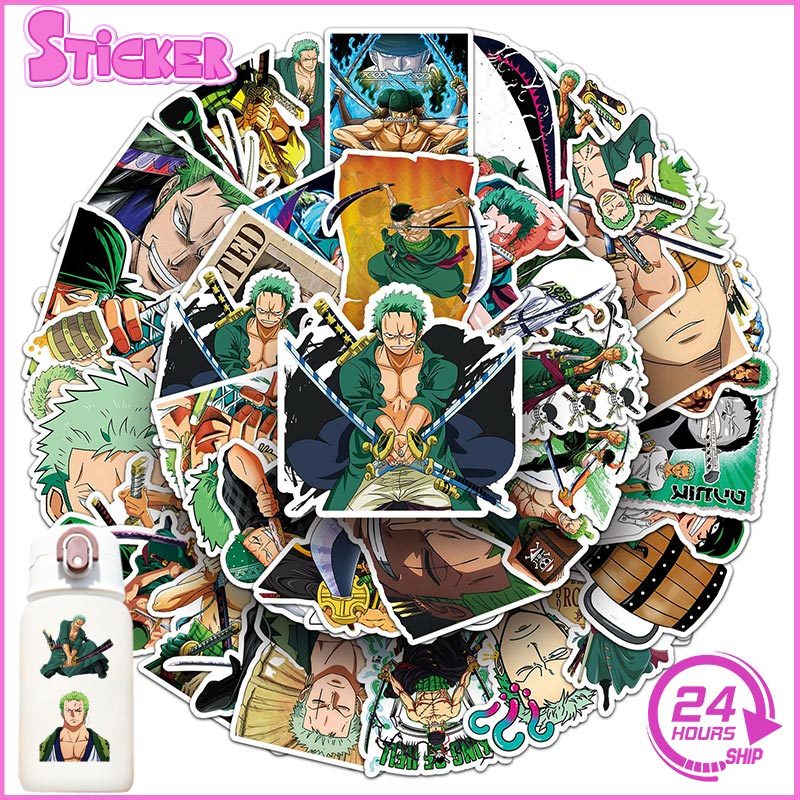 50PCS ONEPIECE Roronoa Zoro Anime Stickers Cartoon Vinyl Waterproof For ...