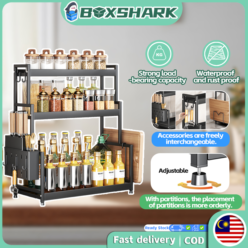 Spice Rack Kitchen Stainless Steel Seasoning Rack Condiment Rack Rak ...