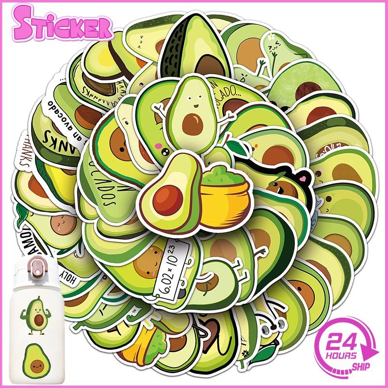 50PCS Avocado Funny Fruit Stickers DIY Vinyl Waterproof for Car Water ...