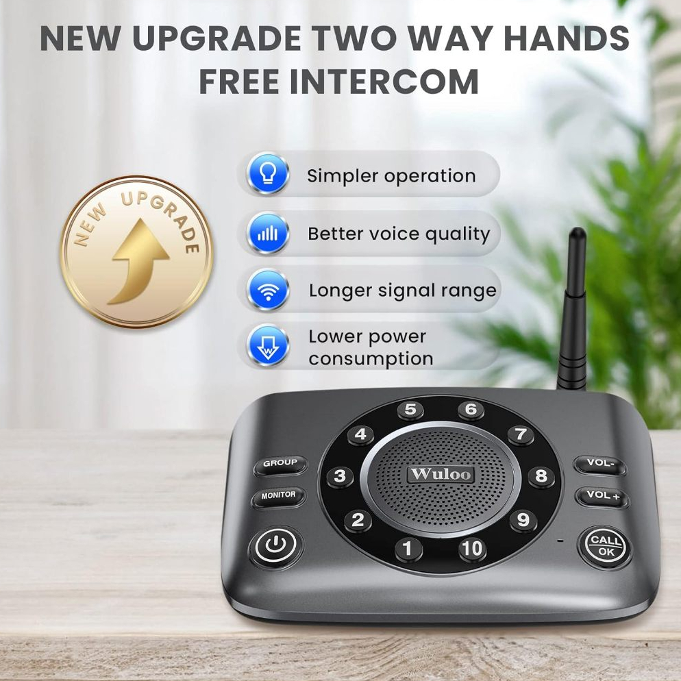 Hands-Free Two Way Intercoms Wireless for Home Business, Upgrade Audio ...