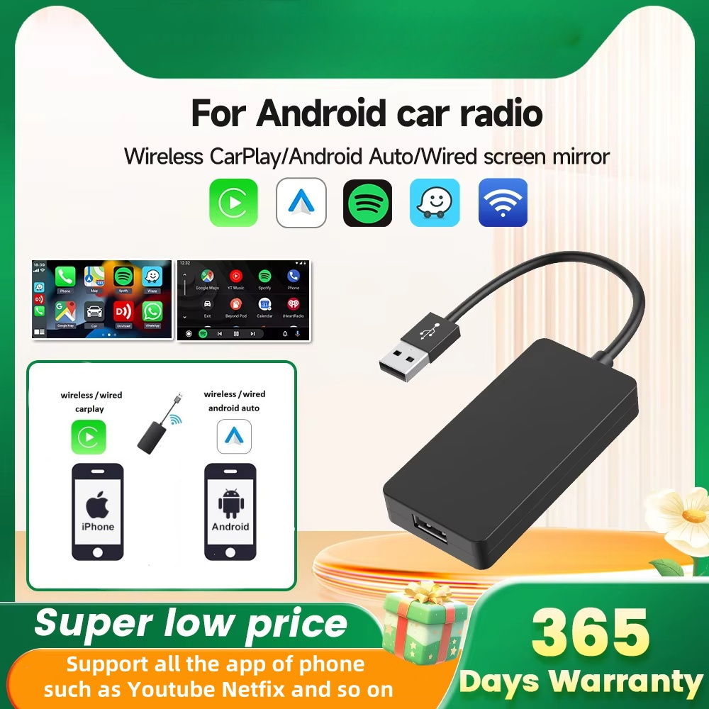 Fangxuee 2in1 Carplay Mirror Link Adaptateur Android Auto Bluetooth 5.0