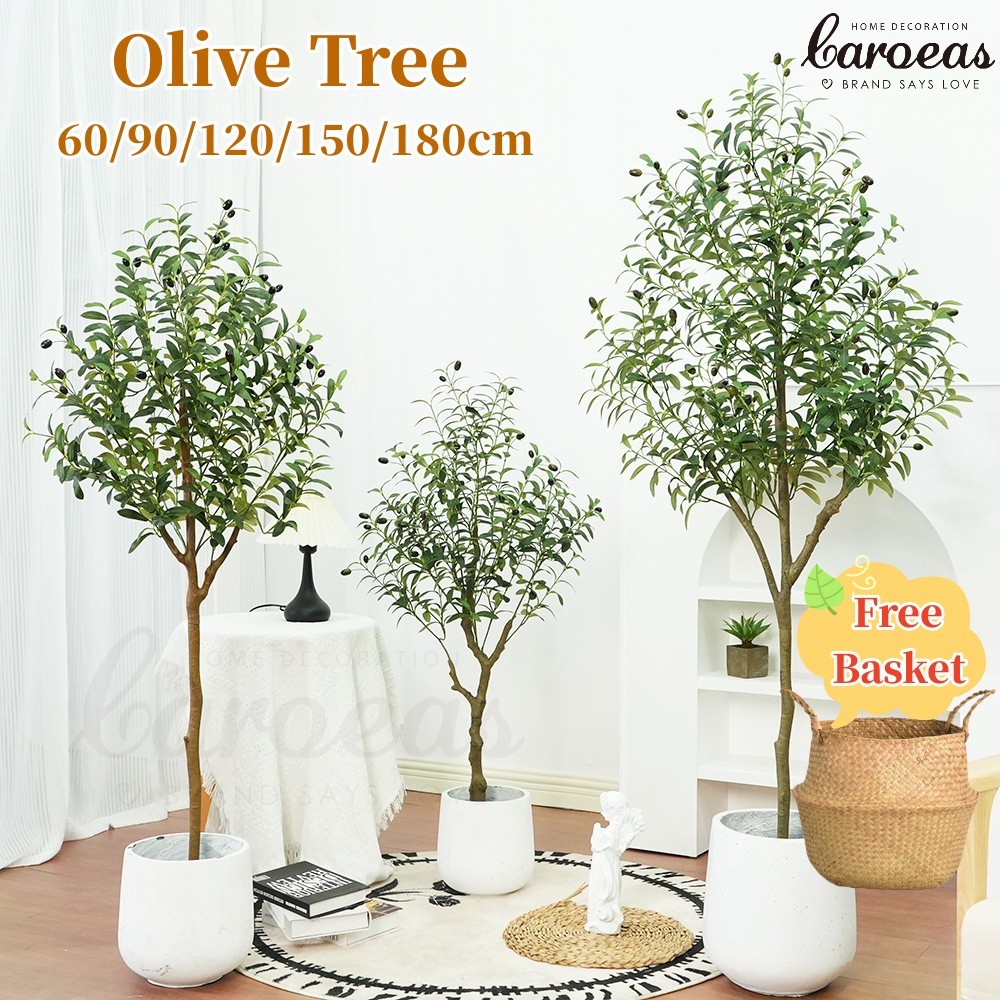 Ready Stock Caroeas Artificial Olive Tree 5FT Tall with Basket Faux ...