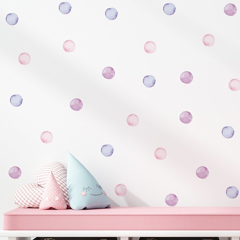 Watercolor Polka Dots Wall Sticker Colorful Dot Decals DIY Self ...