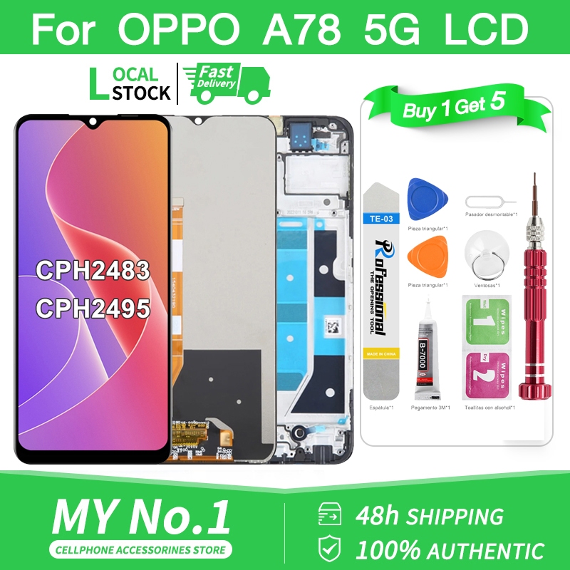 Original LCD with Frame for OPPO A78 5G CPH2483 LCD Display Touch ...