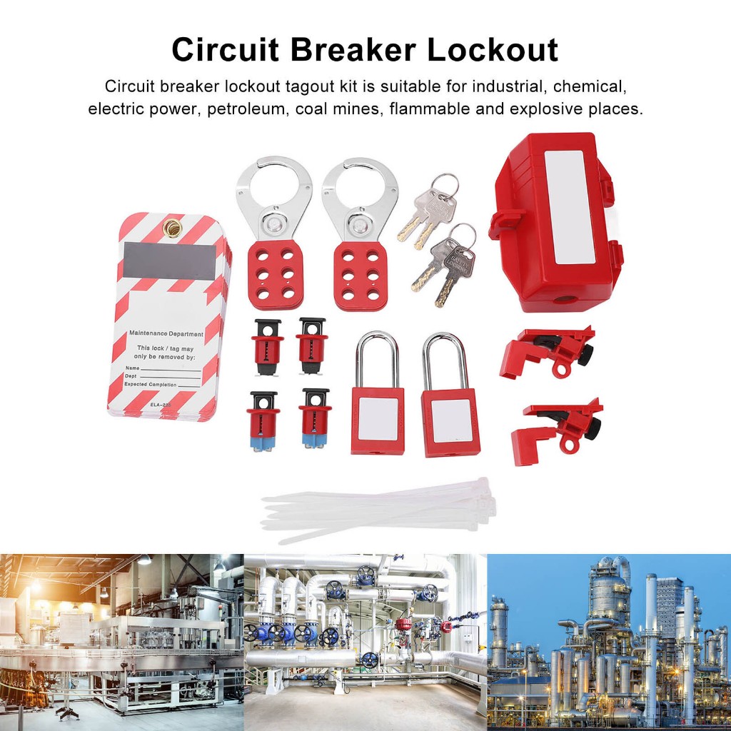 Fun~ Electrical Circuit Breaker Lockout Tagout Kit Safty Padlock Loto ...