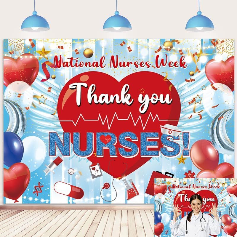 Thank You Nurses Photography Backdrop Happy Nurses Week Banner Blue ...
