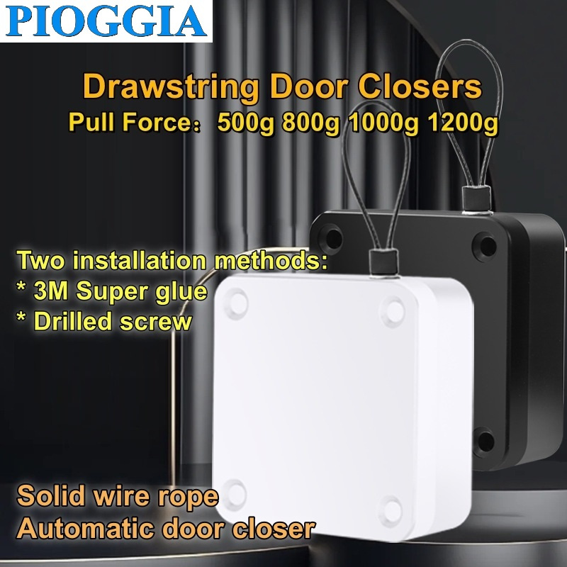 PIOGGIA Automatic Door Closer Soft Close Adjustable Wire Rope Punch ...