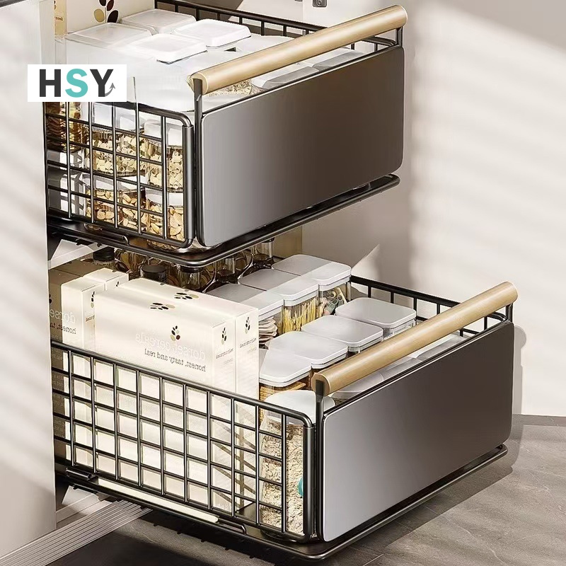 HSY Pull-Out Basket For Kitchen Racks Organizer Under Sink Organizer ...