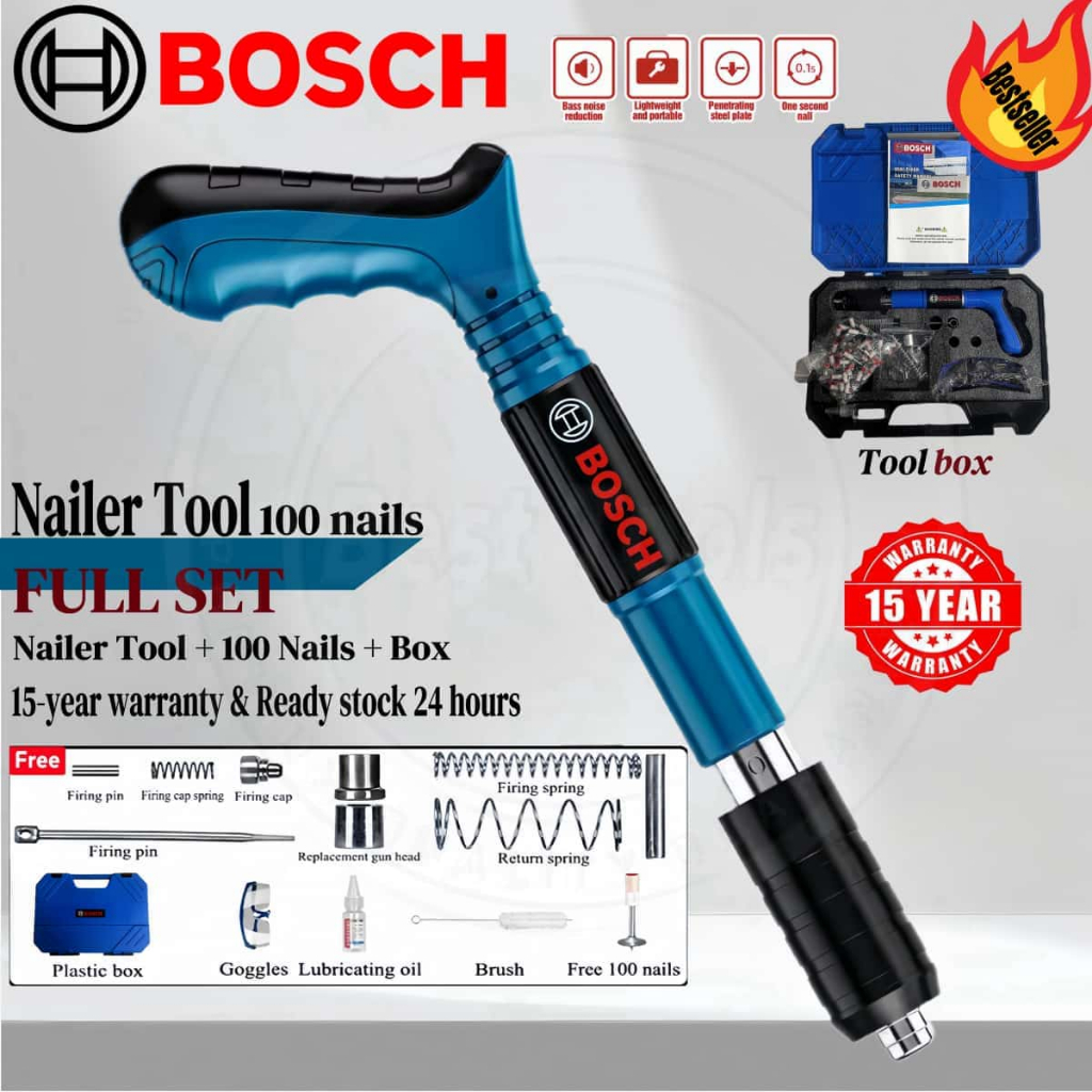 (Free 100 Nails) BOSCH Manual Steel Nails Gun Concrete Rivet Tool Steel ...
