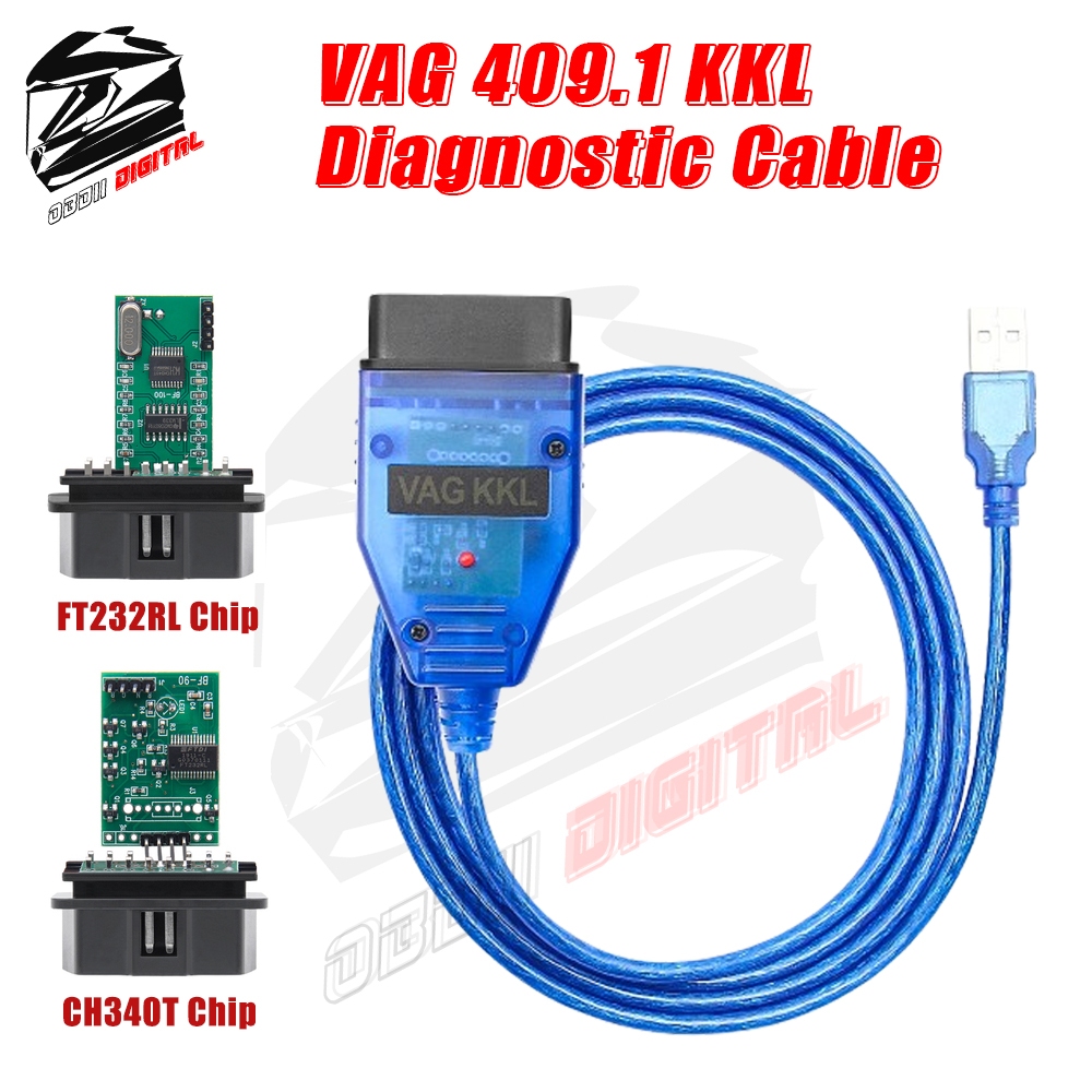 VAG KKL 409.1 OBD2 USB Diagnostic Cable with FTDI FT232RL / CH340T ...