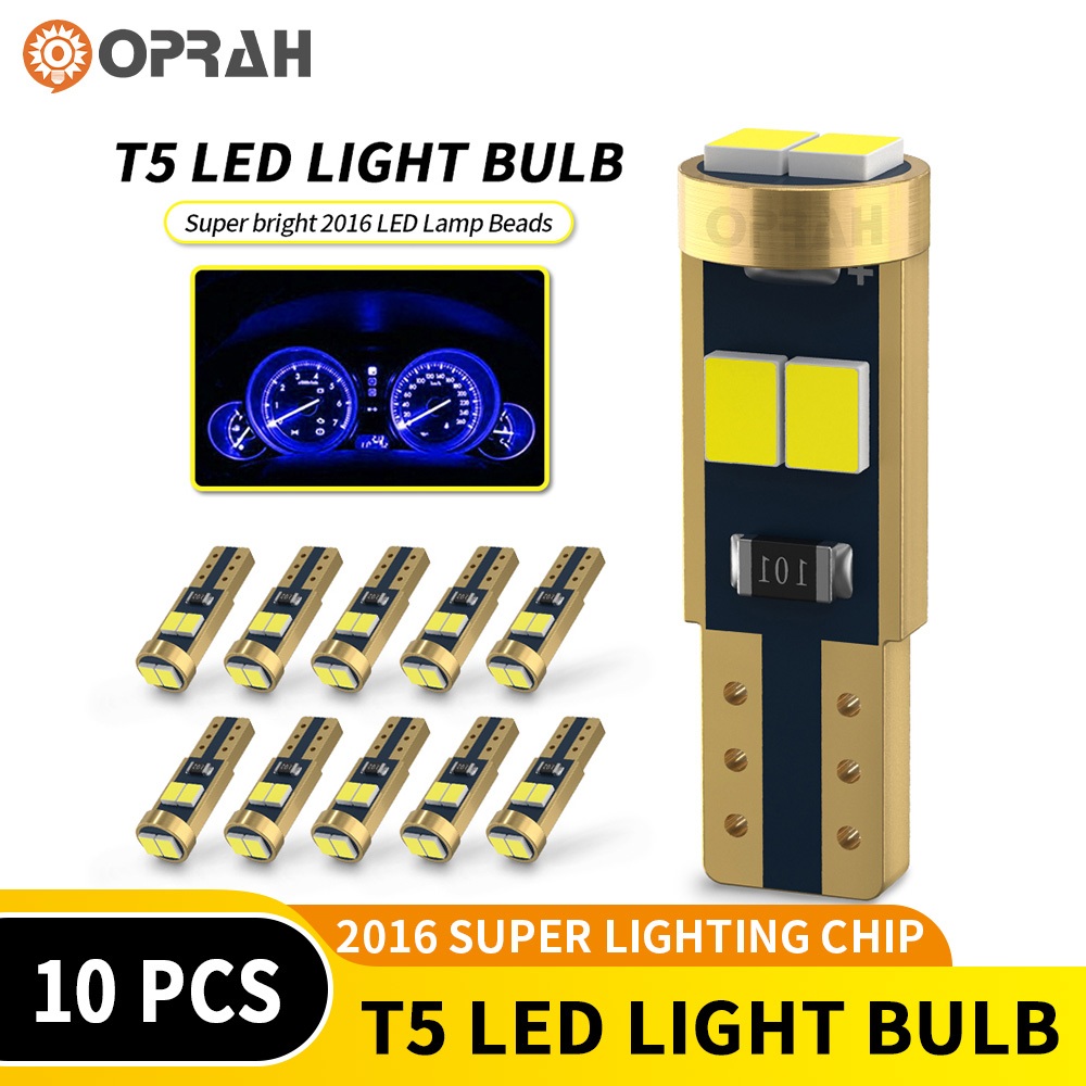 Oprah 10pcs T5 Super Bright LED Bulb W3W Car Interior Light 2016 6smd ...
