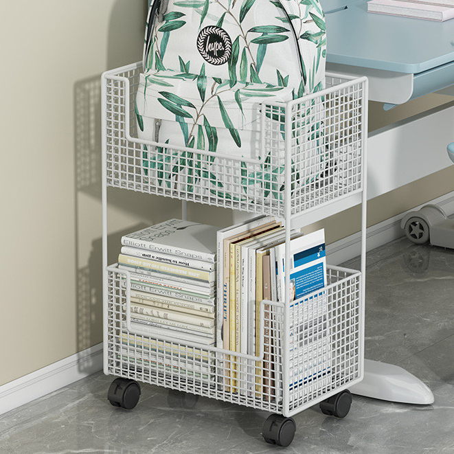Movable Bookshelf Wheeled Desk Schoolbag Shelf Rack Floor-to-ceiling ...