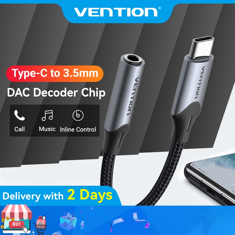 Vention USB-C to DAC Audio Adapter, Type-C Digital to AUX Headphone  Jack Cable for Samsung Galaxy, OPPO, Google Pixel and More Phones