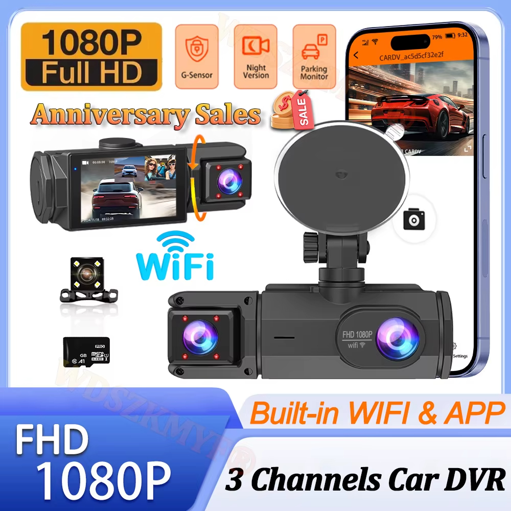 HD 1080P WIFI Dash Cam For Car Camera Video Recorder HD Car DVR 3Camera ...