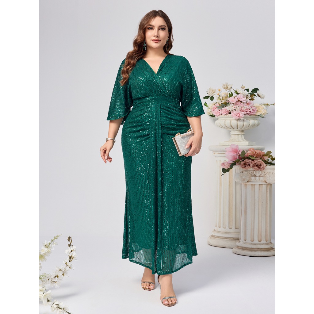 Plus Size  Elegant Sequin Evening Formal Party Dress