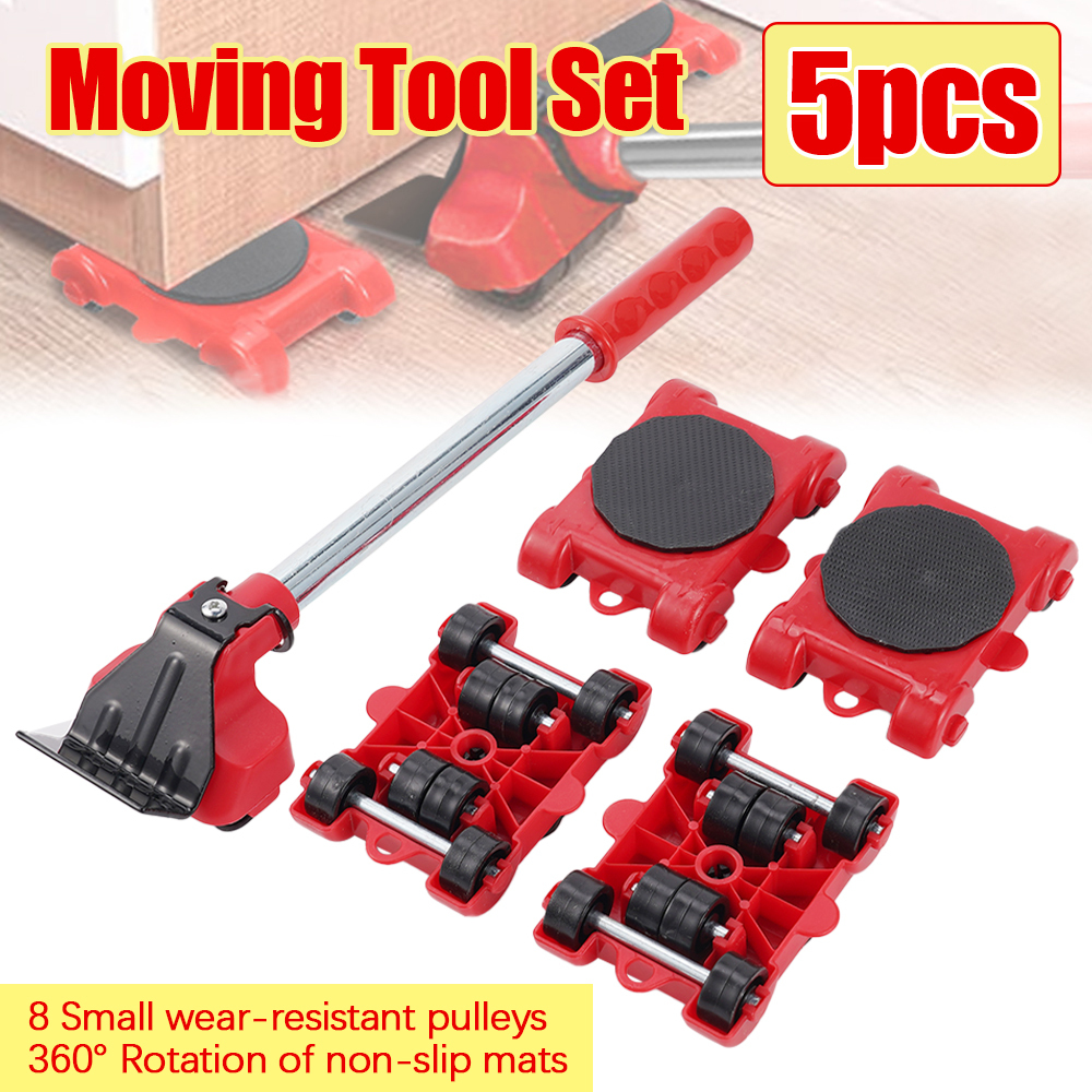 5/10pcs Heavy Duty Furniture Lifter Mover Roller with Wheel Bar Moving ...