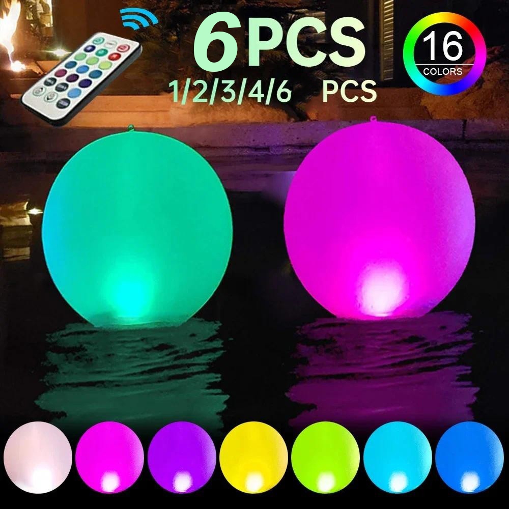 6/4/2Pcs Floating Pool Lights with 16 Colors Waterproof Outdoor ...