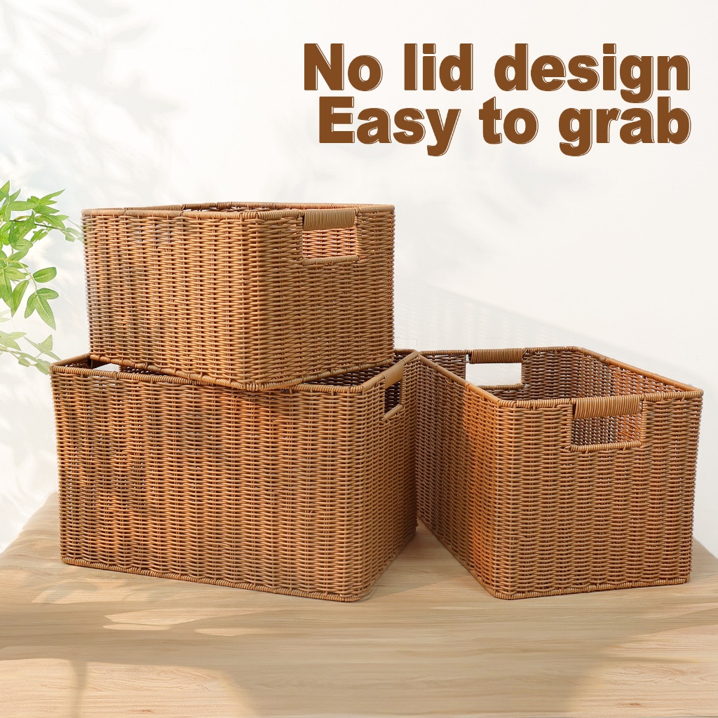 PP Rotan Bakul Storage Basket Rattan Box Breathable Washable Clothes ...