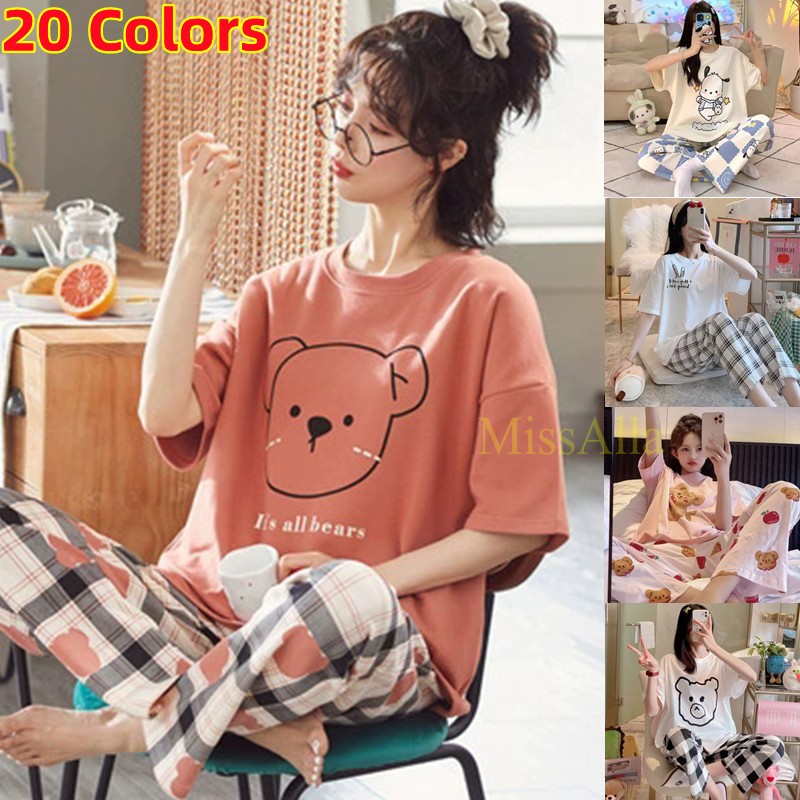Pigiama Corto Donna Women's Sleepwear Cute Cartoon Print Set Short ...