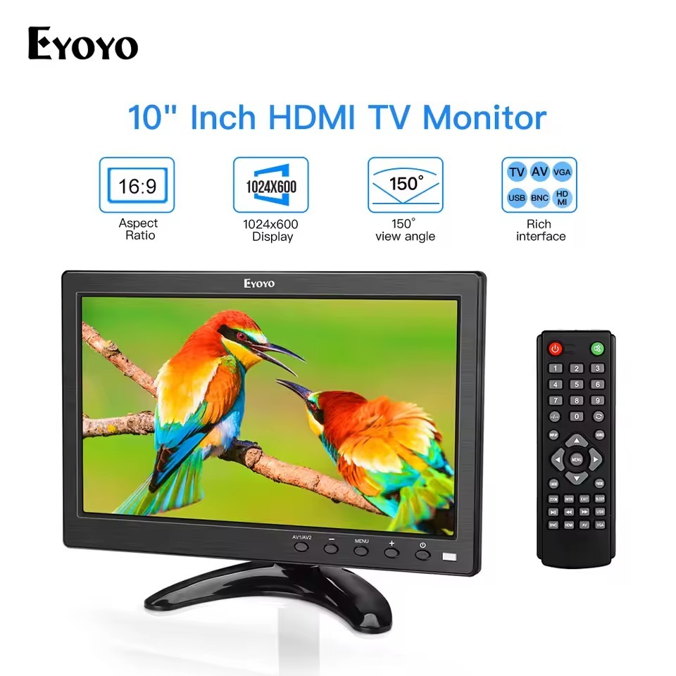 Eyoyo S101T-EM10V 10" IPS HDMI Monitor Portable Small 1024x600 LCD ...